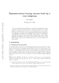 Representations Having Vectors Fixed by a Levi Subgroup