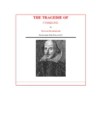 First Folio Table of Contents the Tragedie of Cymbeline