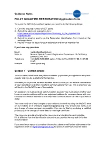FULLY QUALIFIED RESTORATION Application Form