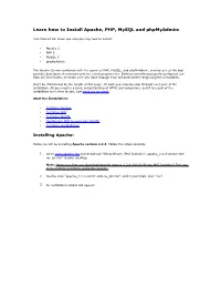 Learn How to Install Apache, PHP, Mysql and Phpmyadmin