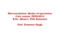 Modes of Speciation Core Course: ZOOL3014 B.Sc. (Hons’): Vith Semester