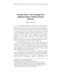 On Strategies for Implementing Criminal Justice Reform
