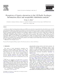 Perceptions of Forestry Alternatives in the US Pacific Northwest