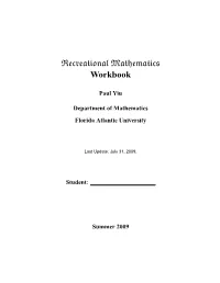 Recreational Mathematics Workbook
