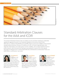 Standard Arbitration Clauses for the AAA and ICDR