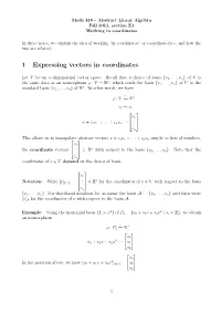 1 Expressing Vectors in Coordinates