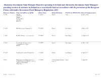 Alternative Investment Fund Manager Branches Operating in Ireland And