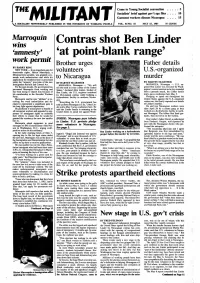 Contras Shot Ben Linder 'At Point-Blank Range'