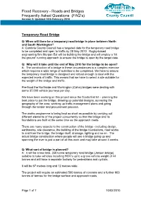 Flood Recovery - Roads and Bridges Frequently Asked Questions (FAQ’S) Version 9