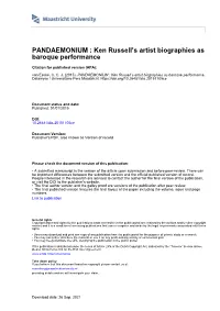 PANDAEMONIUM Ken Russell's Artist Biographies As Baroque Performance