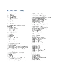 RCMP Ten Codes