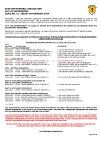 Scottish Football Association List of Suspensions Issue No