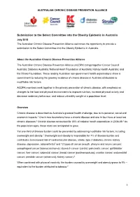 Submission to the Select Committee Into the Obesity Epidemic in Australia