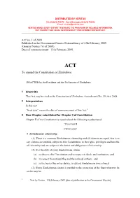 To Amend the Constitution of Zimbabwe