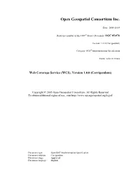 Web Coverage Service (WCS) V1.0.0