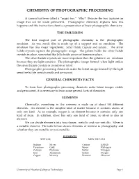 Chemistry of Photographic Processing