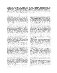 Combustion of Organic Molecules by the Thermal Decomposition of Perchlorate Salts: Implications for Organics at the Mars Phoenix Scout Landing Site