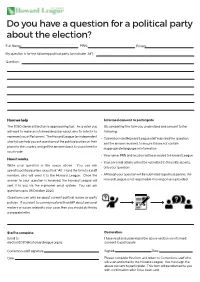 Do You Have a Question for a Political Party About the Election?