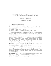 MATH 436 Notes: Homomorphisms