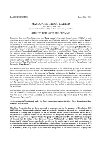 MGL Structured Note Programme Base Prospectus