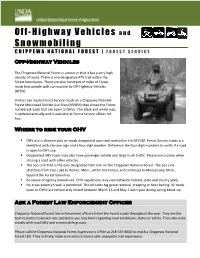 Off-Highway Vehicles and Snowmobiling CHIPPEWA NATIONAL FOREST | F OREST SERVICE