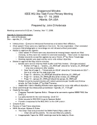 Unapproved Minutes IEEE 802.3Ba Task Force Plenary Meeting Nov 17 - 19, 2009 Atlanta, GA USA