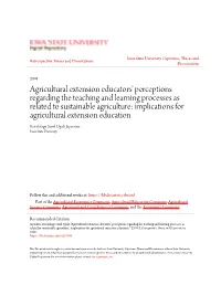 Agricultural Extension Educators' Perceptions Regarding the Teaching