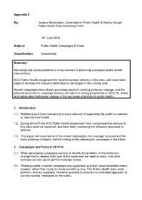 Appendix 3 By: Jessica Mookherjee, Consultant in Public Health & Wayne Gough: Public Health Commissioning Team 10Th June