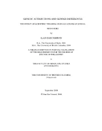 Genetic Attributions and Gender Differences Ilan