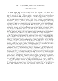 KHA in ANCIENT INDIAN MATHEMATICS It Was in Ancient