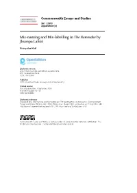 Mis-Naming and Mis-Labelling in the Namesake by Jhumpa Lahiri