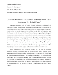 Project for Master Thesis: “A Comparison of Discourse Marker Use in American and New Zealand Women”