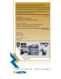 Strategic Enterprise Architecture Design and Implementation Plan for the Montana Department of Transportation