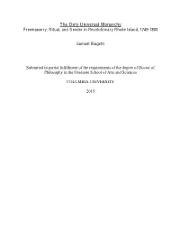 The Only Universal Monarchy F Reemasonry, Ritual, and Gender in Revolutionary Rhode Island, 1749-1803