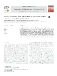 Assessing Passeriformes Health in South Texas Via Select Venous Analytes MARK ⁎ J