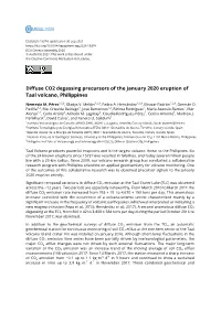 Diffuse CO2 Degassing Precursors of the January 2020 Eruption of Taal Volcano, Philippines