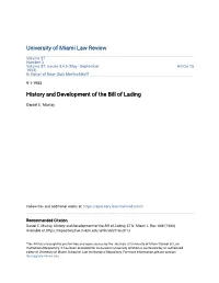 History and Development of the Bill of Lading