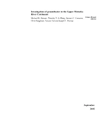 Investigation of Groundwater in the Upper Motueka River Catchment Science Report Michael K