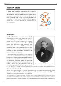 Markov Chain 1 Markov Chain