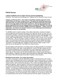 PRESS Release Leibniz Institutes Turn to Open Access Journal Publishing