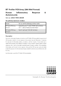 RT² Profiler PCR Array (384-Well Format) Human Inflammatory Response & Autoimmunity