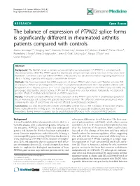 The Balance of Expression of PTPN22 Splice Forms Is Significantly Different