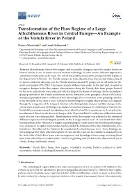 Transformation of the Flow Regime of a Large Allochthonous River in Central Europe—An Example of the Vistula River in Poland