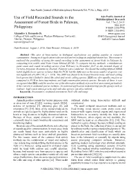 Use of Field Recorded Sounds in the Assessment of Forest Birds in Palawan, Philippines ______Required in the Field [19]