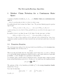 1 Markov Chain Notation for a Continuous State Space