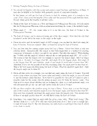 1. Solving Triangles Using the Law of Cosines