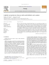 A Global Coal Production Forecast with Multi-Hubbert Cycle Analysis