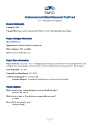 Environment and Natural Resources Trust Fund 2021 Request for Proposal General Information Proposal ID: 2021-112