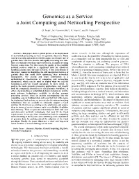 Genomics As a Service: a Joint Computing and Networking Perspective
