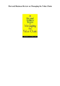 Harvard Business Review on Managing the Value Chain